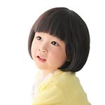 Rise World Wig Fashion Black Straight Wigs for Kids Child Flat Bangs Synthetic BOB Cosplay Wig by Rise World Wig