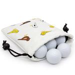 Aliennana Golf Valuables Pouch, Leather Golf Tee Pouch with Drawstring Closure Golf Ball Tee Handbag Portable Golf Accessories (Birdie Birds)