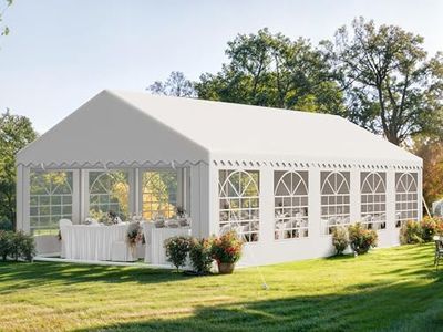 YITAHOME 16x32FT Party Tent Heavy Duty PVC Wedding Event Shelters White Upgraded Galvanized Ripple Canopy with Large Roof Removable Sidewalls & 3 Storage Bags 600D Oxford Commercial
