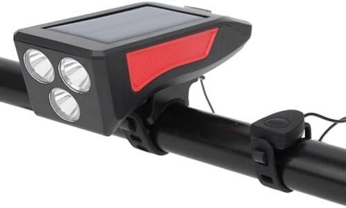 MEZON Multi-Function USB Charging LED Headlight 3 Modes Solar Energy and Horn Integrated Bicycle Lamp Solar Power Bicycle Light with Horn Cycling Head Lamp (Multicolor)