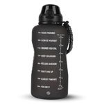 SOLARA 1 Gallon Water Bottle with Motivational Time Marker, Sipper Bottle for Adults, Water bottle for Gym, Office,Travel and Outdoors, Black Knight, One Gallon Water Bottle, 3.8Litre