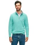 Brooks Brothers Men's Ribbed French Terry Half-Zip, Teal Green, Medium