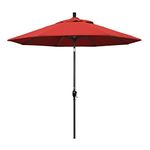 California Umbrella 9-Feet Aluminum Push Button Tilt Market Umbrella with Black Pole, Red