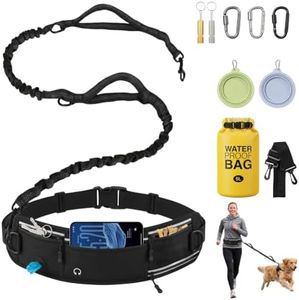 Hands Free Dog Leash with Folding Silicone Pet Drinking Bowl & Survival Whistle