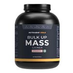 Nutrabay Gold Bulk Up Mass Gainer Powder - 3kg, Strawberry | 30g Protein, 104g Carbs, 554 Calories | Easy to Digest | 100% Veg Muscle Building & Weight Gainer Supplement for Men & Women