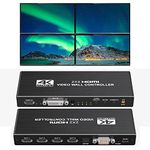 4K 2x2 Video Wall Controller (2022Version) 4X1 Quad viewer 1 HDMI/DVI Input 4 HDMI Output 8 Modes,2x2, 1x1, 1x2, 1x3, 1x4, 4x1, 3x1, 2x1, 180º Rotation,with RS232 Control