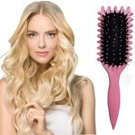 Curl Defining Brush, Curly Hair Brush, Boar Bristle Hair Brush Styling Brush for Women Girls, Curl Define Styling Brush for Detangling, Shaping and Defining Curls for Women and Men (Pink)