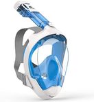 EMSINA Snorkel Mask- Large Air Inlet/Latest Dry Top Breathing System, Fold 180 Degree Panoramic View Full Face Snorkel Mask Anti-Fog Anti-Leak with Camera Mount,Snorkeling Gear for Adults (Blue-S) …