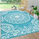 Pauwer Reversible Outdoor Rug, 6'x9', Waterproof Polypropylene Patio Mat, RV, Balcony, Deck, Beach, Picnic