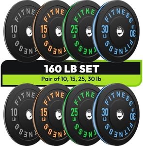 HANDBODE Bumper Plates, Olympic Weight Plates 160 lb Set C, Black Rubber Bumper Weights Plate with 2 Inch Steel Insert for Barbell, Colored Standard Strength Training Plates for Weightlifting