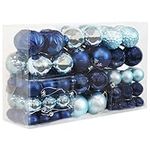 Sunnydaze Winter Wonderland 100-Count Shatterproof Christmas Ball Ornaments with Attached Strings - Blue and Silver