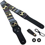 Poromoro Adjustable Guitar Starp with 2 Strap Locks and Leather Strap Button_A