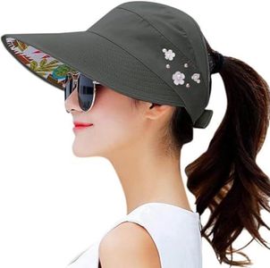 YEKEYI Sun Hats Women Summer Hat Outdoor UV Protection Wide Large Brim Cap Beach Visor Caps Foldable (Nave) (Black)