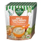 Baby Gourmet Organic Cereal - Apple Sweet Potato Multigrain - Resealable Bag - No Added Sugar or Salt, Plant-Based Nutrition, Non GMO, BPA-free Packaging, Kosher - (208g) 6-Pack, Pink