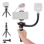 NEEWER Mini Desk Tripod for iPhone with 2in1 Phone Holder/Action Camera Adapter/Flexible Arm, Small Portable Pocket Tripod Compatible with GoPro iPhone for Travel Vlogging Video Recording, TS006