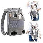 Legs Out Front Pet Dog Carrier Front Chest Backpack, Adjustable Hands-Free Backpack Travel Bag for Small Medium Dog Puppy Cat Outdoor, Shoulder Strap Padded (Leg Spacing 21 CM x Length 40 CM, Grey)