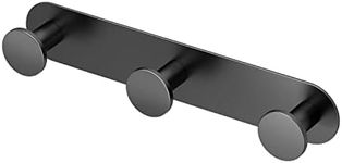 Gatco 1282MX Modern Decor Wall Hook. Coat Hat Towel Robe Hook. for Entryway, Living, Kitchen, Bathroom, Bedroom. 3-Hook. Sturdy Matte Black on Premium Brass.