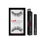 Set of Red Cherry Eyelash Brush Adhesive Eyelashes Glue Transparent 5 g + Red Cherry Black 100% Real Hair Eyelashes to Choose from Variants (217 Trace + Glue)