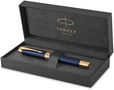 PARKER Duofold Centennial Fountain Pen, Prestige Blue Chevron, Fine Solid Gold Nib, Black Ink and Convertor (1931369)