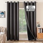 MIULEE 100% Blackout Curtains 84 inches Long Window Drapes for Living Room Darkening Light Blocking and Thermal Insulated for Full Shade Grommets Top 2 Panels Grey