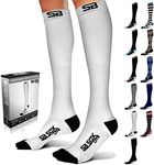 SB SOX Lite Compression Socks (15-20mmHg) for Men & Women L-XL White/Black