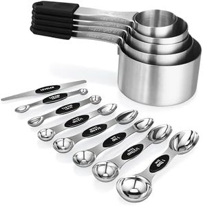 Measuring cups and spoons Set, 5 Stainless Steel Magnetic Measuring Cup and 8 Magnetic Double Sided Measuring Spoons with 1 Leveler，Kitchen Gadgets for Cooking & Baking