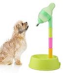 Pet Standing Water Dispenser, Dog Kennel Water Dispenser Cat Dog Standing Bowl Adjustable Height with Detachable Pole Automatically Feeding Water (green base)