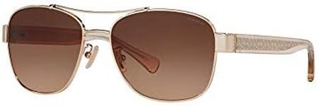 Coach Women's Hc7064 Sunglasses, Light Gold/Brown Gradient, 56 mm