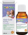 KidzVita Anti-Cold & Flu for Kids, Natural Remedy Nasal Congestion, Runny Nose, Sore Throat, Fever, Elderberry, Echinacea root extract, Chamomile, Herbal Formula, 2+ Years, 100ml