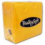 BulkySoft Paper Serviettes 2Ply Solid Colour Soft Napkins for Kitchen, Parties, and Events – Rip Proof Disposable Tableware - 33 × 33 cm – 100% Cellulose Pack of 100 Kitchen Napkins - Yellow