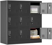 OPTYMIRA Metal Lockers for Employees 9 Doors,Office Storage Locker, Employee Steel Locker Cabinet with Lock,Staff Locker with Keys Storage Cabinet for Gym Home Office School Garage,Assembly Required