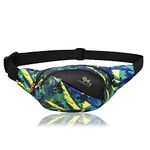 SHAMRIZ Waist Pack Bag, Chest Shoulder Fanny Pack Pouch with 4-Zipper Pockets,Adjustable Belt (Green-Logo)