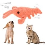 Floppy Lobster Interactive Dog Toy, 2024 New Funny Interactive Dog Plush Toy, Jumping Moving Dog Toys Calming Pet Toys Sturdy Puppy Chew Toys for Medium Dogs Teething (Orange)