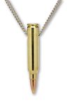 Remington 223 Bullet Necklace Hand Polished Brass and Copper Finish, Brass and Copper