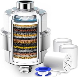 DULCE DOM 25 Stage Shower Filter with 3 Cartridges High Output Hard Water Filter Removes Chlorine, Fluoride & Heavy Metals Universal No-Tool Installation for Bathroom, RV, Apartment