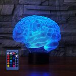 HPBN8 Ltd Creative 3D Brain Night Light USB Powered Remote Control Touch Switch Decor Table Desk Lamp 7/16 Color Changing Lights LED Table Lamp Xmas Home Love Brithday Room Decoration