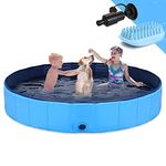 Foldable Dog Pool for Large Dogs Kiddie Pool Kids Pool Hard Plastic, Heavy Duty PVC Swimming Pool, Collapsible Pet Bath Tub for Dogs Cats and Kids Kiddy Wading Pool 63 * 12 Inch, XXL