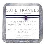 Albion Design - Travellers Crystal Bracelet - Safe Travel Bracelet - Crystals for Travelling - Adjustable - Amethyst (Navy)