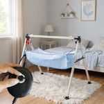 TINYTYKE Automatic Cradle for Baby - Electric Swing Cradle w/Adjustable Speed - Semi-Foldable Square Pipe Frame with Blue Simple Hammock - Palna/Jhula/Thothil for Baby Boy & Girl of 0 to 3 Years