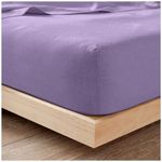 Plain Flannel Fitted Sheet 100% Brushed Cotton Bedding Sheets For Double Bed 25cm Deep - Elastic Corner Flannelette Bedsheet & Mattress Sheet - Thermal Double Fitted Sheet (193x137Cm) - Lilac