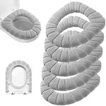 Legigo 5 Pack Thicker Bathroom Toilet Seat Cover Pads- Soft Warmer Toilet Seat Cushion Cover Stretchable Washable Fiber Cloth, Easy Installation Comfortable Toilet Lid Seat Cover(Pumpkin-Gray)