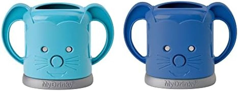 InchBug MyDrinky Pouch Holder No Squeeze, Reusable Drink Holder for Kids and Toddlers | BPA-Free & Squeeze-Proof Cup Holder for Juice Boxes, Food Pouches | Dishwasher Safe, 2-Pack GALAXY BLUE/AQUA
