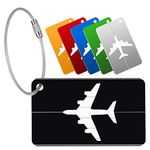 Yizhet Luggage Tags for Suitcases, 6 Pack Luggage Labels Aluminium Alloy Suitcase Tags with Steel Loop for Travel Baggage Identity ID Labels (Multicolor)