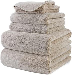 Polyte - 6 Serviettes de Bain en Microfibres - sèche Rapidement/ne Peluche Pas - Beige