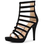 Allegra K Women's Strappy Heel Platform Stiletto Heels SandalsBlack 5 UK/Label Size 7 US