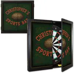 THOUSAND OAKS BARREL CO. | Personalized Dart Board Cabinet Set for Adults with 6 Steel Tip Darts (Sports Bar Football Dartboard)