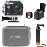 AKASO EK7000 Action Camera Floating Hand Grip Bundle - Includes 4K30FPS EK7000 Underwater Camera, Floating Hand Grip, 2 Batteries, Carrying Case, and Accessory Kits