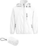 Spmor Men's Lightweight Waterproof Jacket Packable Windbreaker Running Coat, White, Medium