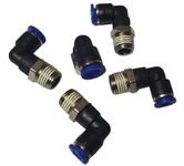 HYCO Pneumatic Connector Quick Fittings Shape L With one side BSP Thread 50PCS MODEL: PL (12mm OD PIPE X 1/2" THREAD)