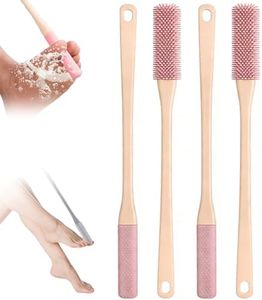 Toe Cleaning Brush, 15.7" Foot Scrubber with Long Handle Silicone Toe Gap Cleaner, Soft Rubber Brush Exfoliating Foot Scrubber for Shower - Seniors, Men and Women (Pink, 2 Set)